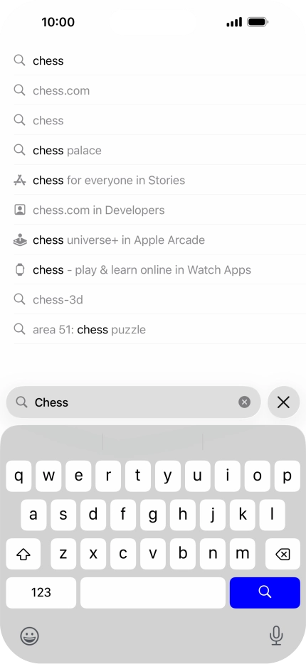 Press the search icon. Press the search icon.