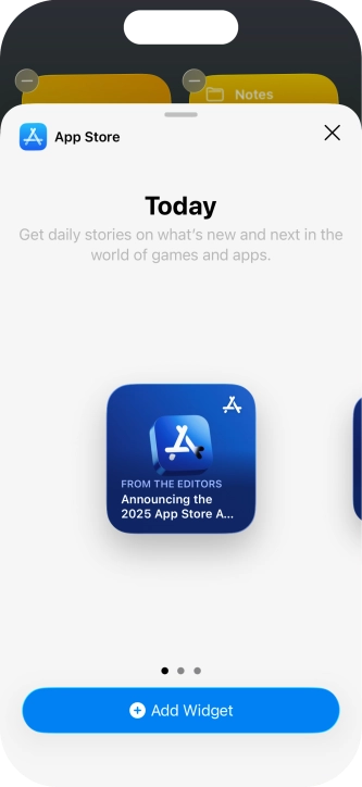 Slide your finger right or left on the screen to select the required widget size. Slide your finger right or left on the screen to select the required widget size.