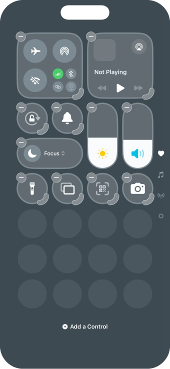 Press Add a Control and follow the instructions on the screen to add the required function to Control Centre. Press Add a Control and follow the instructions on the screen to add the required function to Control Centre.