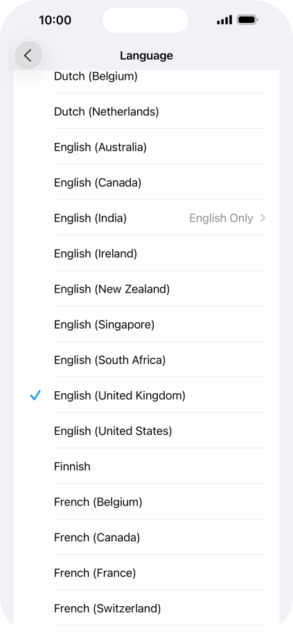 Press the required language. Press the required language.