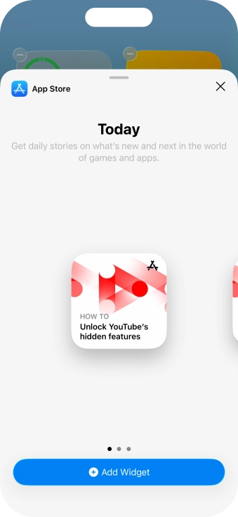 Slide your finger right or left on the screen to select the required widget size. Slide your finger right or left on the screen to select the required widget size.