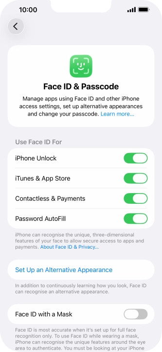 Press the indicators next to the required settings to turn them on or off. Press the indicators next to the required settings to turn them on or off.