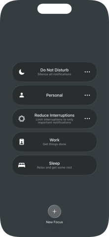 Press the required focus mode to activate or deactivate it immediately. Press the required focus mode to activate or deactivate it immediately.