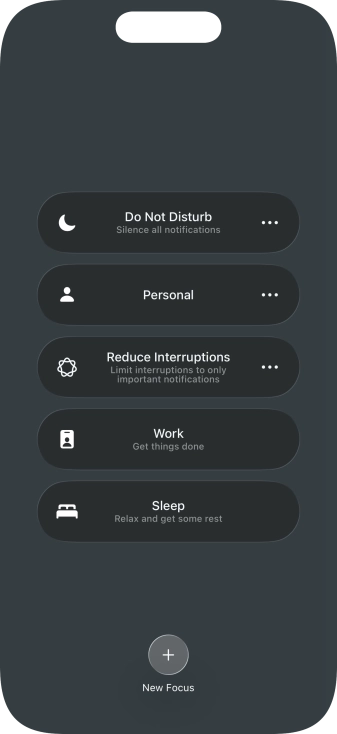 Press the required focus mode to activate or deactivate it immediately. Press the required focus mode to activate or deactivate it immediately.