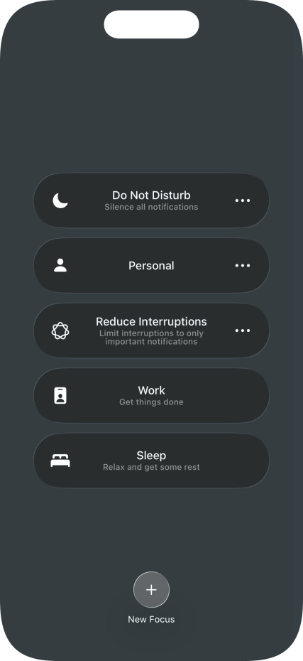 Press the required focus mode to activate or deactivate it immediately. Press the required focus mode to activate or deactivate it immediately.