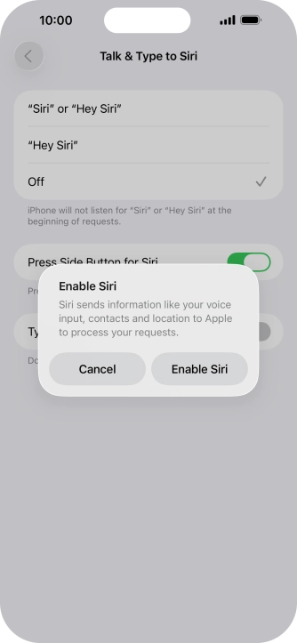 Press Enable Siri. Press Enable Siri.