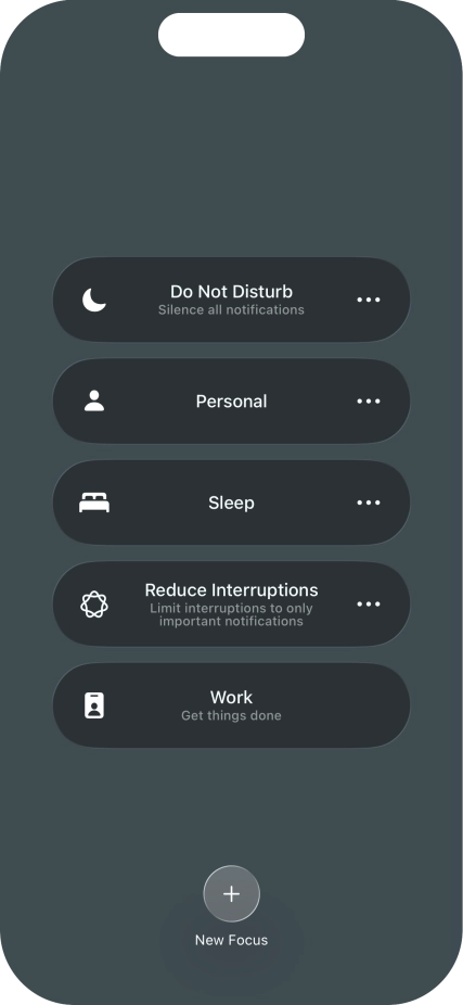 Press the required focus mode to activate or deactivate it immediately. Press the required focus mode to activate or deactivate it immediately.