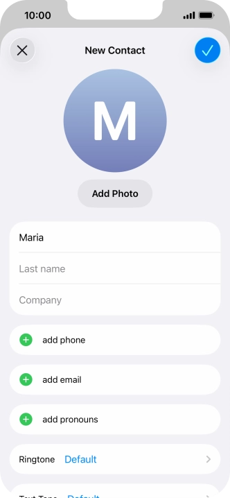 Press Last name and key in the last name. Press Last name and key in the last name.