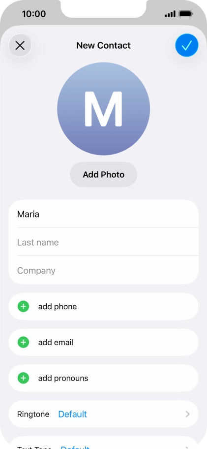 Press Last name and key in the last name. Press Last name and key in the last name.