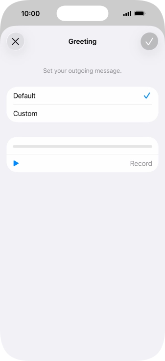 Press Default to select the default greeting. Press Default to select the default greeting.