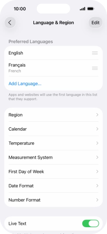 To subsequently select another language as the default language, press the move icon next to the required language and drag it to the top of the list. To subsequently select another language as the default language, press the move icon next to the required language and drag it to the top of the list.
