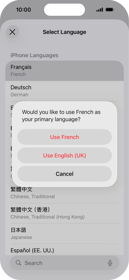 To select the new language as the default phone language, press Use ‹language›. To select the new language as the default phone language, press Use ‹language›.