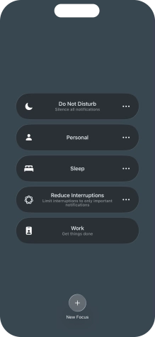 Press the required focus mode to activate or deactivate it immediately. Press the required focus mode to activate or deactivate it immediately.