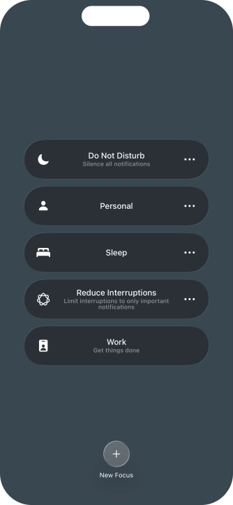 Press the required focus mode to activate or deactivate it immediately. Press the required focus mode to activate or deactivate it immediately.