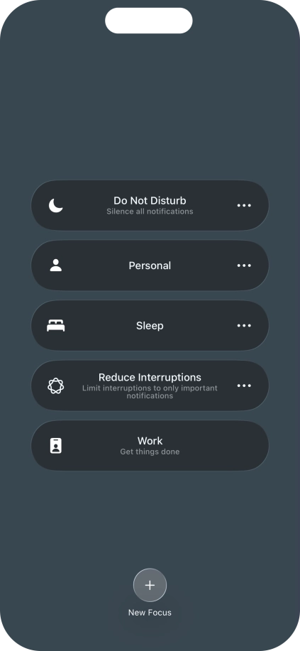 Press the required focus mode to activate or deactivate it immediately. Press the required focus mode to activate or deactivate it immediately.