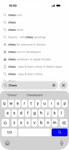 Press the search icon. Press the search icon.