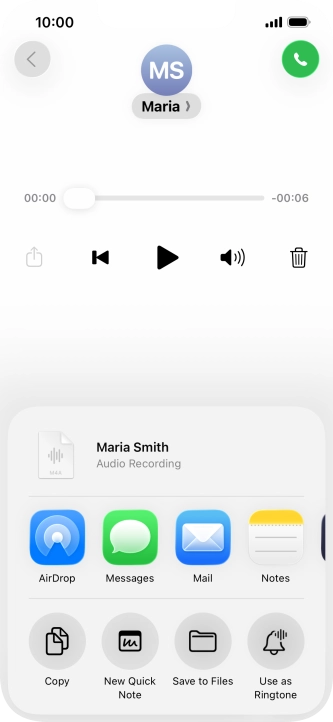 Press the required setting and follow the instructions on the screen to share or save the message. Press the required setting and follow the instructions on the screen to share or save the message.