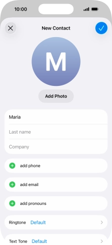 Press Last name and key in the last name. Press Last name and key in the last name.