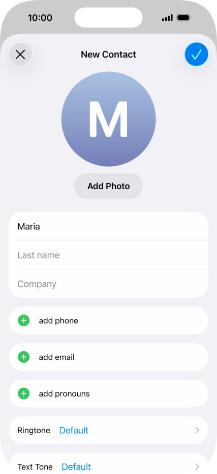 Press Last name and key in the last name. Press Last name and key in the last name.