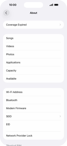 Your phone's EID number is displayed below EID. Your phone's EID number is displayed below EID.
