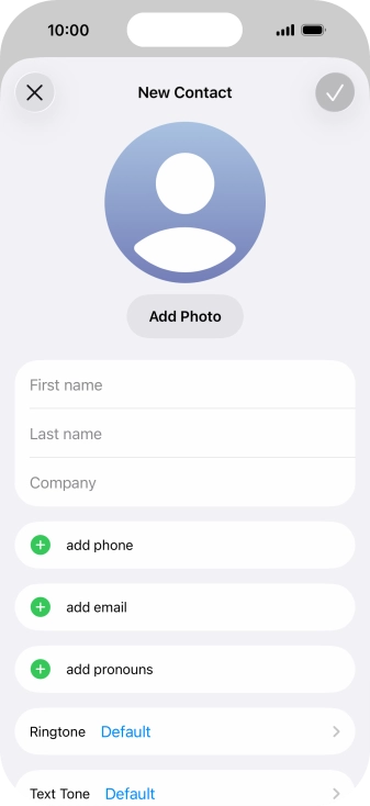 Press First name and key in the first name. Press First name and key in the first name.
