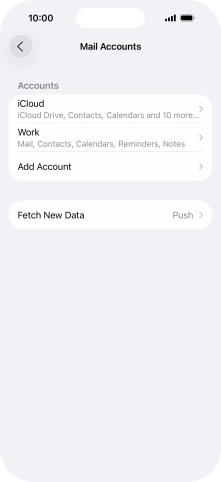 Press the name of the Exchange email account you've just set up. Press the name of the Exchange email account you've just set up.