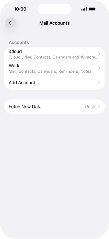 Press the name of the Exchange email account you've just set up. Press the name of the Exchange email account you've just set up.