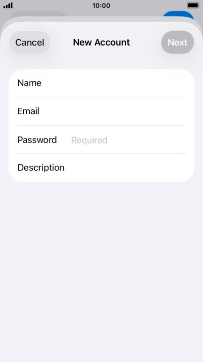 Press Password and key in the password for your email account. Press Password and key in the password for your email account.