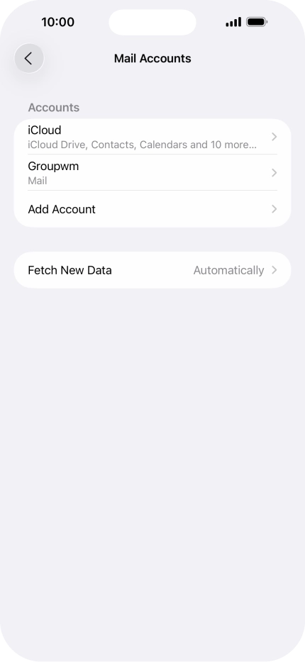 Press the name of the email account you've just set up. Press the name of the email account you've just set up.