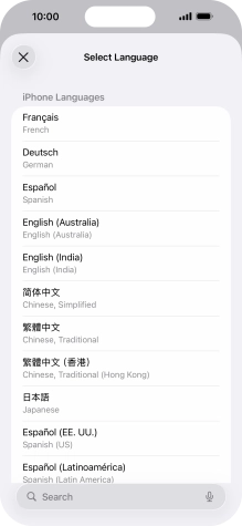 Press the required language. Press the required language.