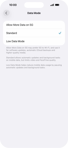 Press the required setting. Press the required setting.