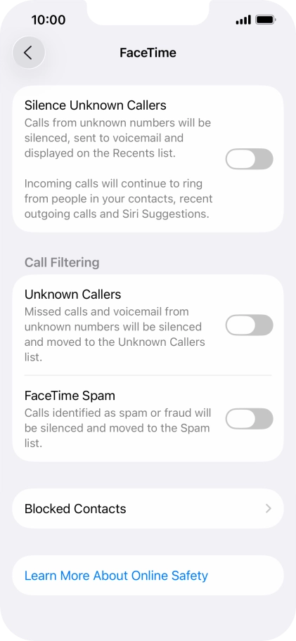 Press Blocked Contacts. Press Blocked Contacts.