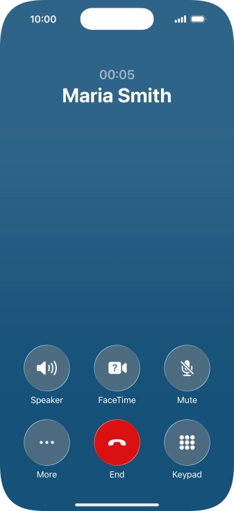 Press the end call icon to end the call and return to the home screen. Press the end call icon to end the call and return to the home screen.
