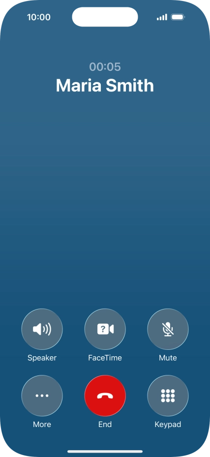 Press the end call icon to end the call and return to the home screen. Press the end call icon to end the call and return to the home screen.