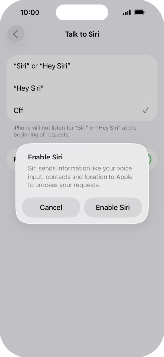 Press Enable Siri. Press Enable Siri.