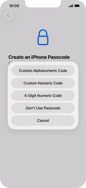 Follow the instructions on the screen to turn on use of phone lock code or press Don't Use Passcode. Follow the instructions on the screen to turn on use of phone lock code or press Don't Use Passcode.