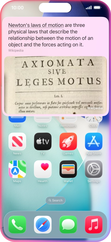 Ask questions or ask Siri to find information on the internet. Ask questions or ask Siri to find information on the internet.