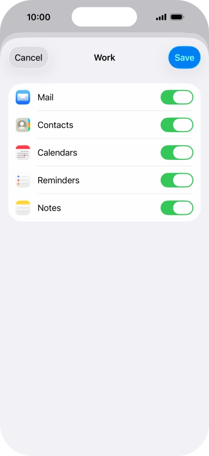 Press the indicators next to the required data types to turn synchronisation of each data type on or off. Press the indicators next to the required data types to turn synchronisation of each data type on or off.