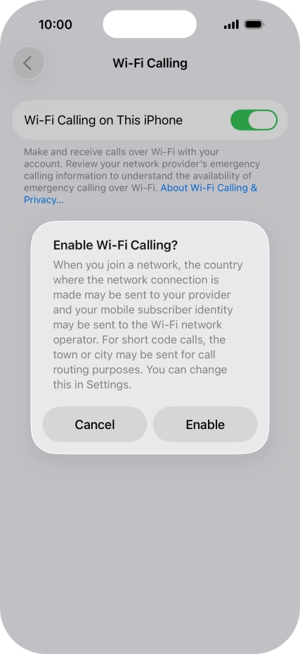 If you turn on the function, press Enable. If you turn on the function, press Enable.