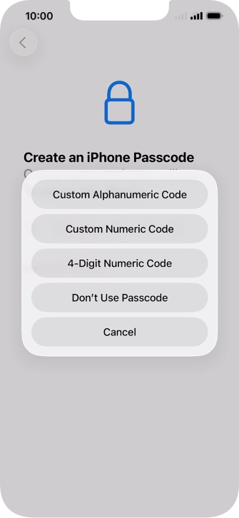 Follow the instructions on the screen to turn on use of phone lock code or press Don't Use Passcode. Follow the instructions on the screen to turn on use of phone lock code or press Don't Use Passcode.