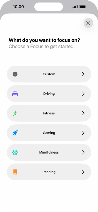 Press the required focus mode and follow the instructions on the screen to add the selected focus mode. Press the required focus mode and follow the instructions on the screen to add the selected focus mode.