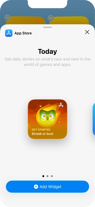 Slide your finger right or left on the screen to select the required widget size. Slide your finger right or left on the screen to select the required widget size.
