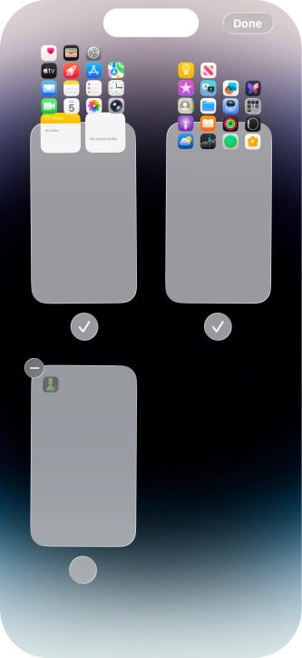 Press the delete icon next to the required home screen page. Press the delete icon next to the required home screen page.