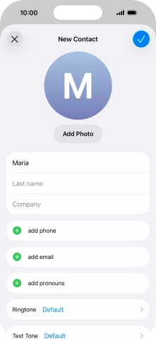 Press Last name and key in the last name. Press Last name and key in the last name.