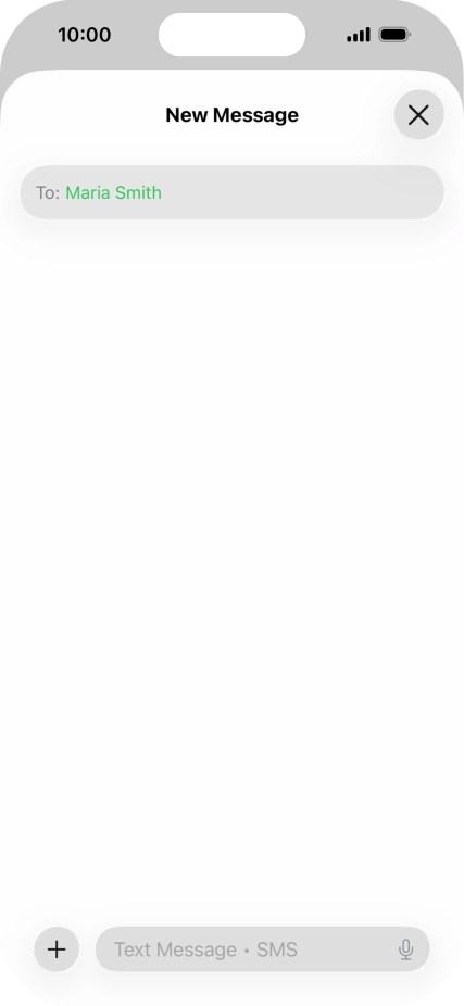 Press the text input field and write the text for your text message. Press the text input field and write the text for your text message.