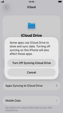If you turn off the function, press Turn Off Syncing iCloud Drive. If you turn off the function, press Turn Off Syncing iCloud Drive.