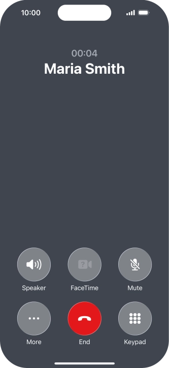 Press the end call icon to end the call and return to the home screen. Press the end call icon to end the call and return to the home screen.