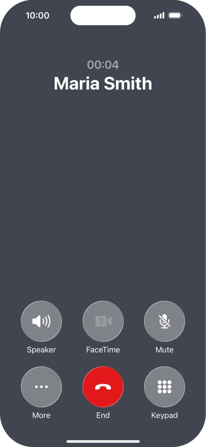 Press the end call icon to end the call and return to the home screen. Press the end call icon to end the call and return to the home screen.