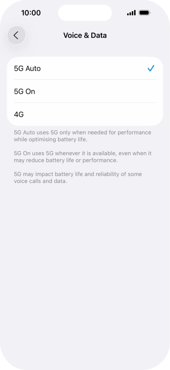 To turn on automatic switch between 5G and 4G, press 5G Auto. To turn on automatic switch between 5G and 4G, press 5G Auto.
