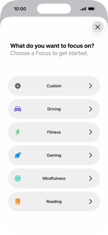 Press the required focus mode and follow the instructions on the screen to add the selected focus mode. Press the required focus mode and follow the instructions on the screen to add the selected focus mode.